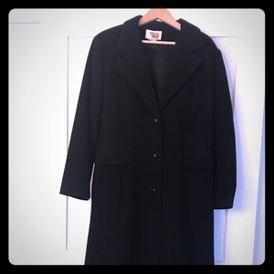 Full length black wool coat